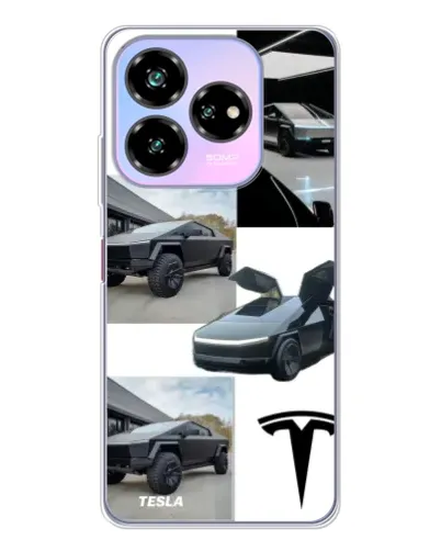 Чехол для ZTE Nubia V60 Design с картинкой «Коллаж Cybertruck Tesla»