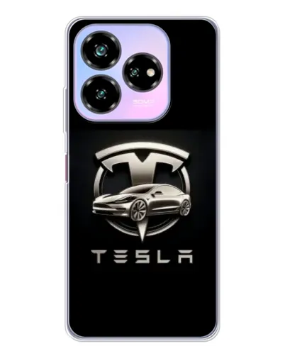 Чехол для ZTE Nubia V60 Design с картинкой «Tesla — серебристое авто»