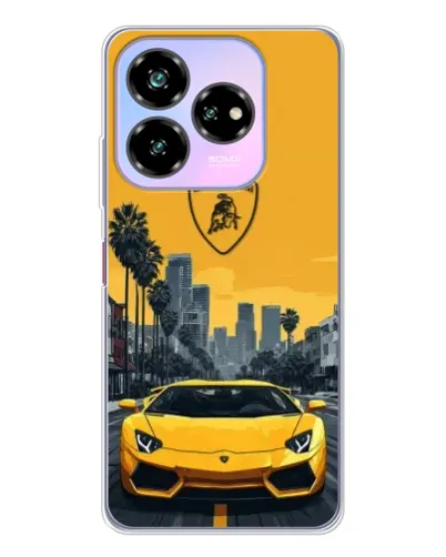 Чехол для ZTE Nubia V60 Design с картинкой «Желтый Lamborghini город»