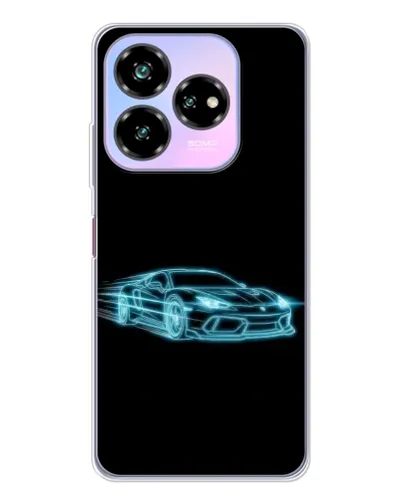 Чехол для ZTE Nubia V60 Design с картинкой «Неоновый контур Lamborghini»