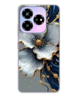 Чохол для ZTE Nubia V60 Design з картинкою «Біла квітка та золотий флюїд»