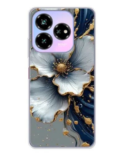 Чехол для ZTE Nubia V60 Design с картинкой «Белый цветок и золотой флюид» Чехол для ZTE Nubia V60 Design с картинкой «Белый цветок и золотой флюид»