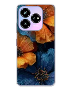 Чохол для ZTE Nubia V60 Design з картинкою «Яскрава синьо-помаранчева флора»