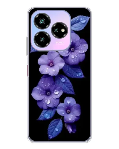Чехол для ZTE Nubia V60 Design с картинкой «Фиолетовые цветы с росою»