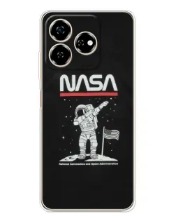 Чехол для ZTE Nubia V60 с картинкой «NASA — шагаем по Луне»
