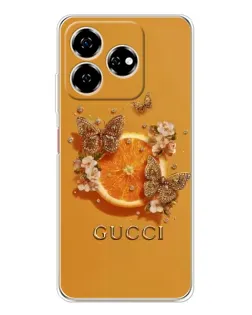 Чехол для ZTE Nubia V60 с картинкой «Gucci — золотые бабочки»