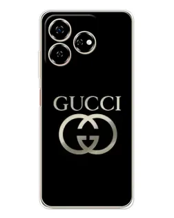 Чехол для ZTE Nubia V60 с картинкой «Gucci — золото на черном»