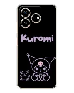 Чехол для ZTE Nubia V60 с картинкой «Kuromi — черный минимализм»