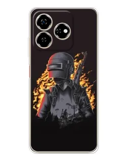 Чехол для ZTE Nubia V60 с картинкой «PUBG — огненный силуэт»