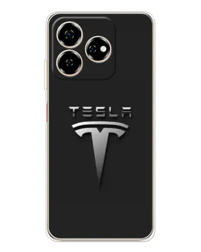 Чехол для ZTE Nubia V60 с картинкой «Стальной логотип Tesla»