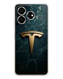 Чехол для ZTE Nubia V60 с картинкой «Мраморная Tesla Gold»