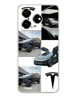 Чехол для ZTE Nubia V60 с картинкой «Коллаж Cybertruck Tesla»
