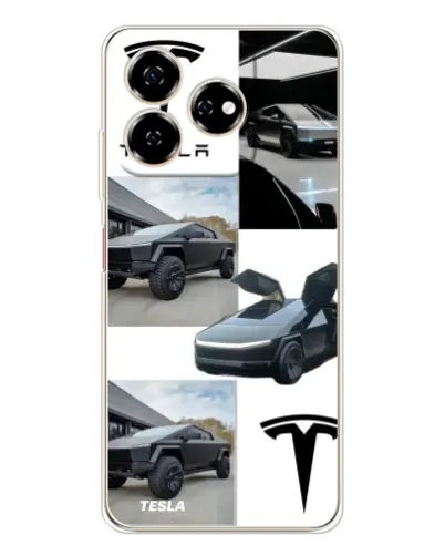 Чехол для ZTE Nubia V60 с картинкой «Коллаж Cybertruck Tesla»