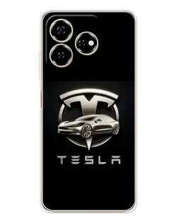 Чехол для ZTE Nubia V60 с картинкой «Tesla — серебристое авто»