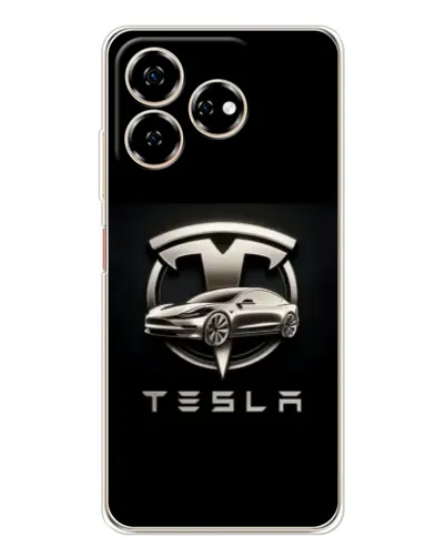 Чехол для ZTE Nubia V60 с картинкой «Tesla — серебристое авто»