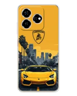 Чехол для ZTE Nubia V60 с картинкой «Желтый Lamborghini город»