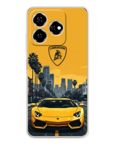 Чехол для ZTE Nubia V60 с картинкой «Желтый Lamborghini город»