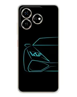 Чехол для ZTE Nubia V60 с картинкой «Голубой силуэт Lamborghini»