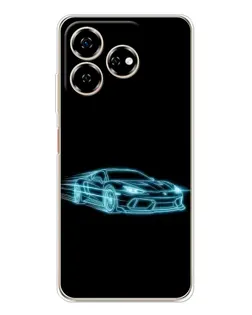Чехол для ZTE Nubia V60 с картинкой «Неоновый контур Lamborghini»