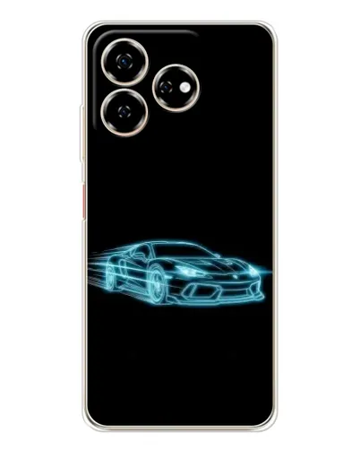 Чехол для ZTE Nubia V60 с картинкой «Неоновый контур Lamborghini»