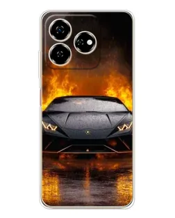 Чехол для ZTE Nubia V60 с картинкой «Lamborghini в огне»