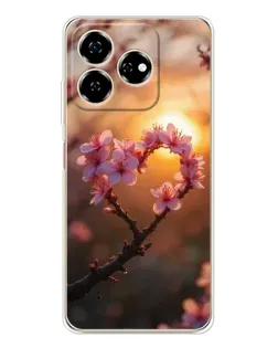 Чехол для ZTE Nubia V60 с картинкой «Розовый цвет сердце на фоне заката» Чехол для ZTE Nubia V60 с картинкой «Розовый цвет сердце на фоне заката»