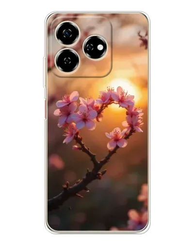 Чехол для ZTE Nubia V60 с картинкой «Розовый цвет сердце на фоне заката» Чехол для ZTE Nubia V60 с картинкой «Розовый цвет сердце на фоне заката»