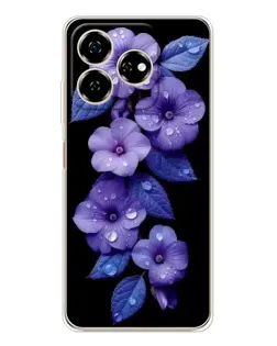Чехол для ZTE Nubia V60 с картинкой «Фиолетовые цветы с росою»