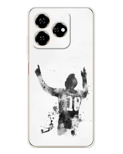 Чехол для ZTE Nubia V60 с картинкой «Черно-белый силуэт Месси»