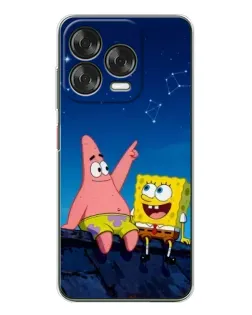 Чехол для ZTE Nubia V70 Design с картинкой «Губка Боб и Патрик ночью»
