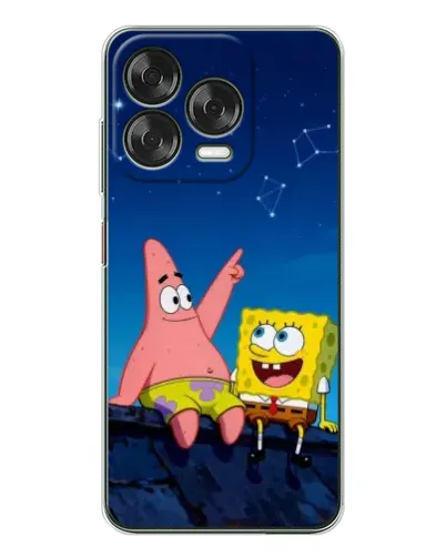 Чехол для ZTE Nubia V70 Design с картинкой «Губка Боб и Патрик ночью»