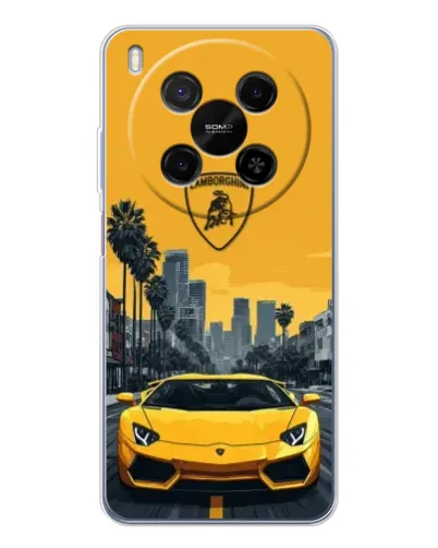 Чехол для ZTE Nubia V70 Max с картинкой «Желтый Lamborghini город»
