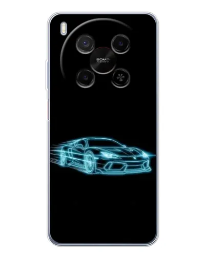 Чехол для ZTE Nubia V70 Max с картинкой «Неоновый контур Lamborghini»