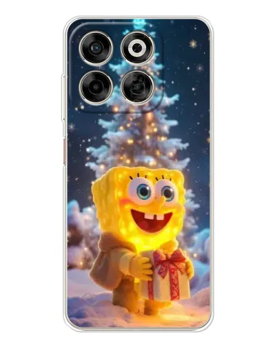 Чехол для ZTE Nubia V70 с картинкой «Рождественский Спанч Боб»