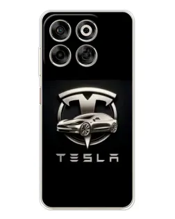 Чехол для ZTE Nubia V70 с картинкой «Tesla — серебристое авто»