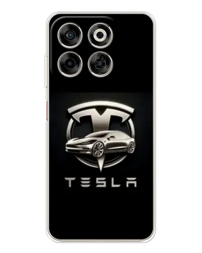 Чехол для ZTE Nubia V70 с картинкой «Tesla — серебристое авто»