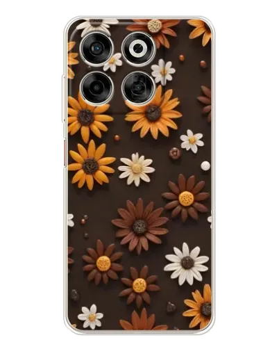 Чехол для ZTE Nubia V70 с картинкой «Узор из маленьких подсолнухов»