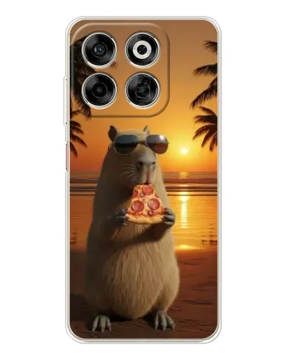 Чехол для ZTE Nubia V70 с картинкой «Капибара с пиццей»
