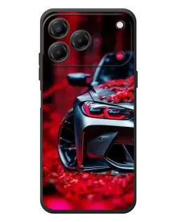 Чехол для ZTE Nubia V80 Design с картинкой «Спортивная BMW и цветы»