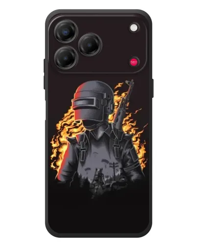 Чехол для ZTE Nubia V80 Design с картинкой «PUBG — огненный силуэт»