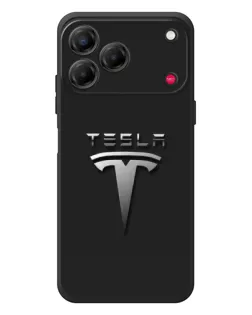 Чехол для ZTE Nubia V80 Design с картинкой «Стальной логотип Tesla»