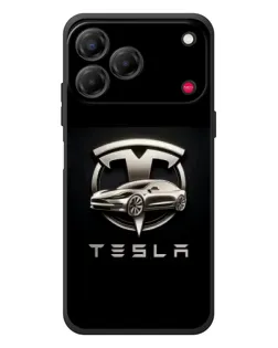 Чехол для ZTE Nubia V80 Design с картинкой «Tesla — серебристое авто»