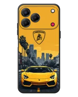 Чехол для ZTE Nubia V80 Design с картинкой «Желтый Lamborghini город»