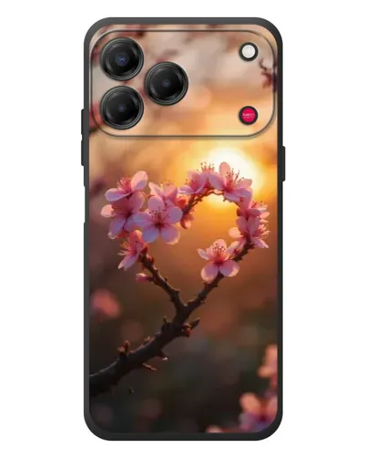 Чехол для ZTE Nubia V80 Design с картинкой «Розовый цвет сердце на фоне заката»