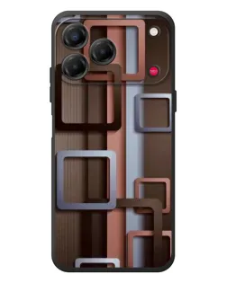 Чохол для ZTE Nubia V80 Design з картинкою «Коричневі об'ємні квадрати»