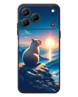 Чохол для ZTE Nubia V80 Design з картинкою «Захід сонця з капібарою»