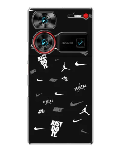 Чехол для ZTE Nubia Z60 Ultra с картинкой «Nike Black Pattern» Чехол для ZTE Nubia Z60 Ultra с картинкой «Nike Black Pattern»