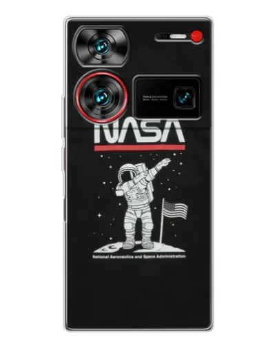 Чехол для ZTE Nubia Z60 Ultra с картинкой «NASA — шагаем по Луне» Чехол для ZTE Nubia Z60 Ultra с картинкой «NASA — шагаем по Луне»