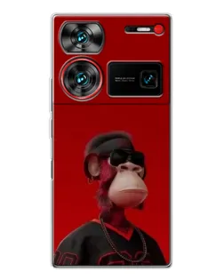 Чехол для ZTE Nubia Z60 Ultra с картинкой «Bored Ape в красном» Чехол для ZTE Nubia Z60 Ultra с картинкой «Bored Ape в красном»