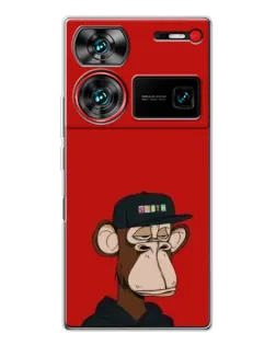 Чехол для ZTE Nubia Z60 Ultra с картинкой «Bored Ape — красный фон» Чехол для ZTE Nubia Z60 Ultra с картинкой «Bored Ape — красный фон»